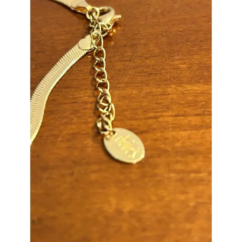 Claire's Gold Tone Herringbone Chain Bracelet 8